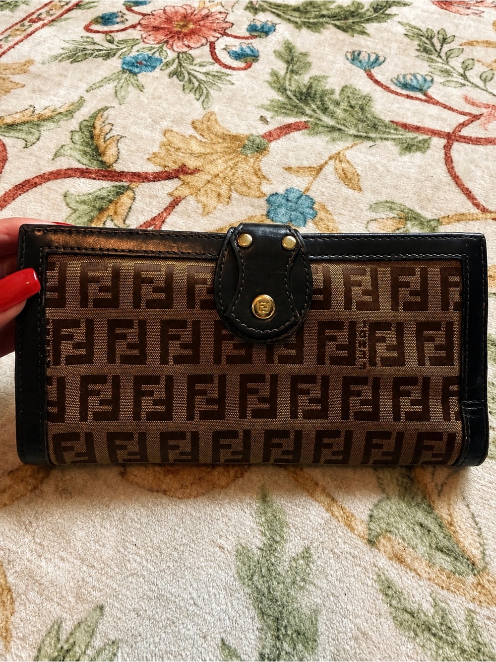 Fendi Brown and Black Zucca Logo Continental Wallet